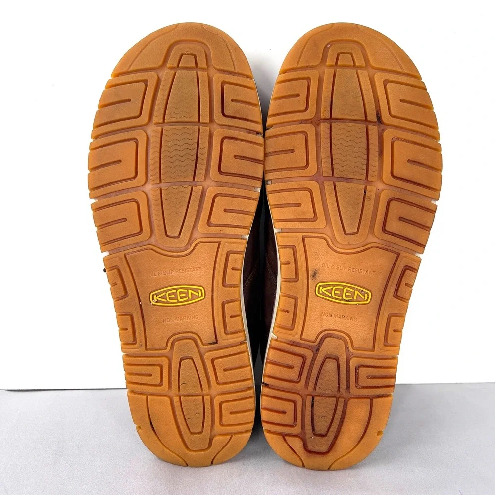 KEEN Utility Mens San Jose Oxford Alum Toe Brown Leather Safety Shoes 11 EE WIDE